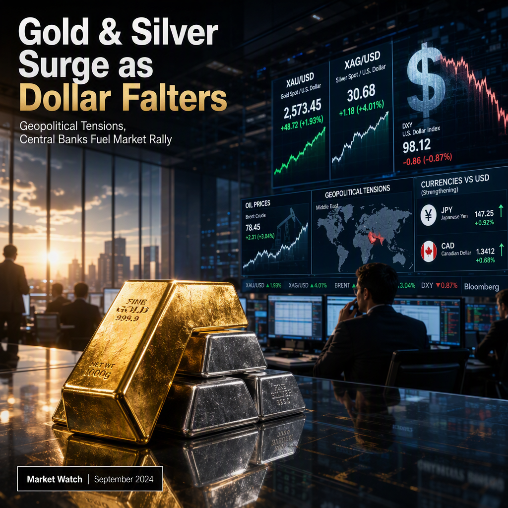 Gold and Silver Rally as US Dollar Weakens Amid Geopolitical Tensions and Central Bank Policy Shifts