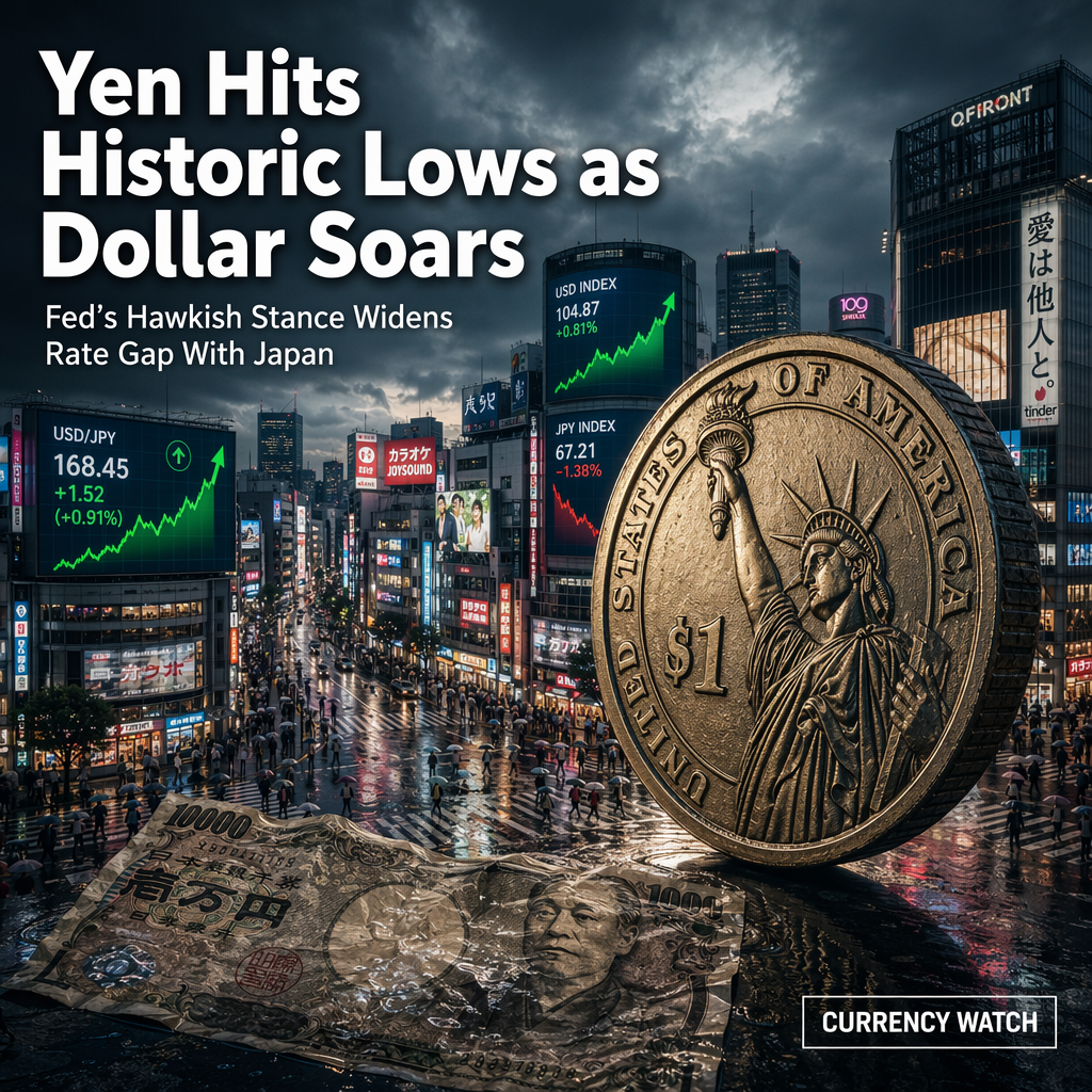 Historic Yen Weakness Deepens as Fed Maintains Hawkish Stance, Dollar Surges to Late-160s