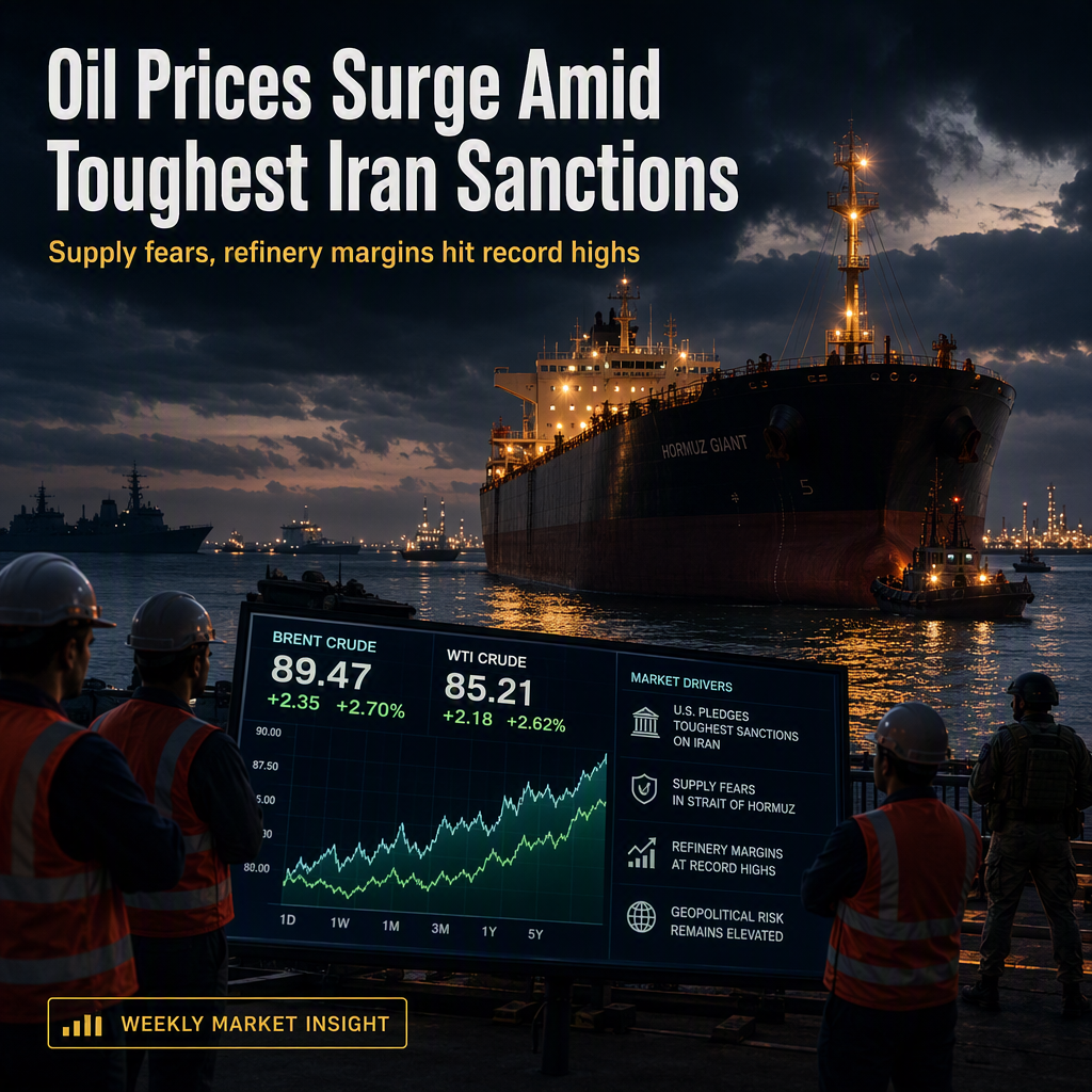 Oil Prices Poised for Second Weekly Gain as U.S. Pledges 'Toughest Sanctions' on Iran