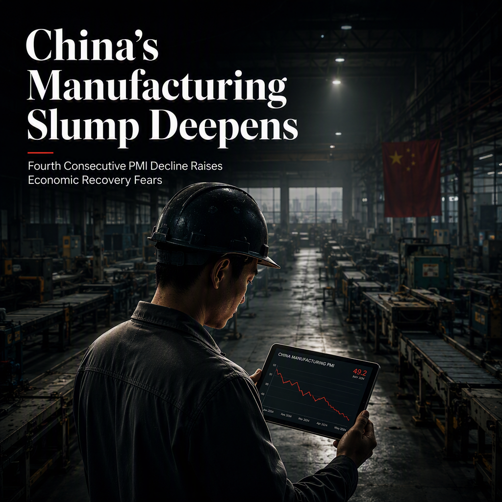China's Manufacturing PMI Declines for Fourth Consecutive Month, Raising Economic Recovery Concerns