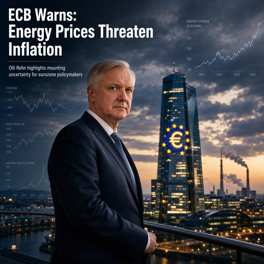 ECB’s Rehn Warns Higher Energy Prices Push Inflation Toward Adverse Scenario