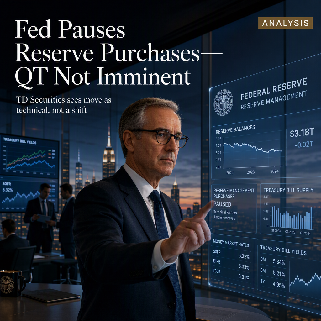 Federal Reserve Pauses Reserve Management Purchases, QT Not Imminent: TD Securities Analysis