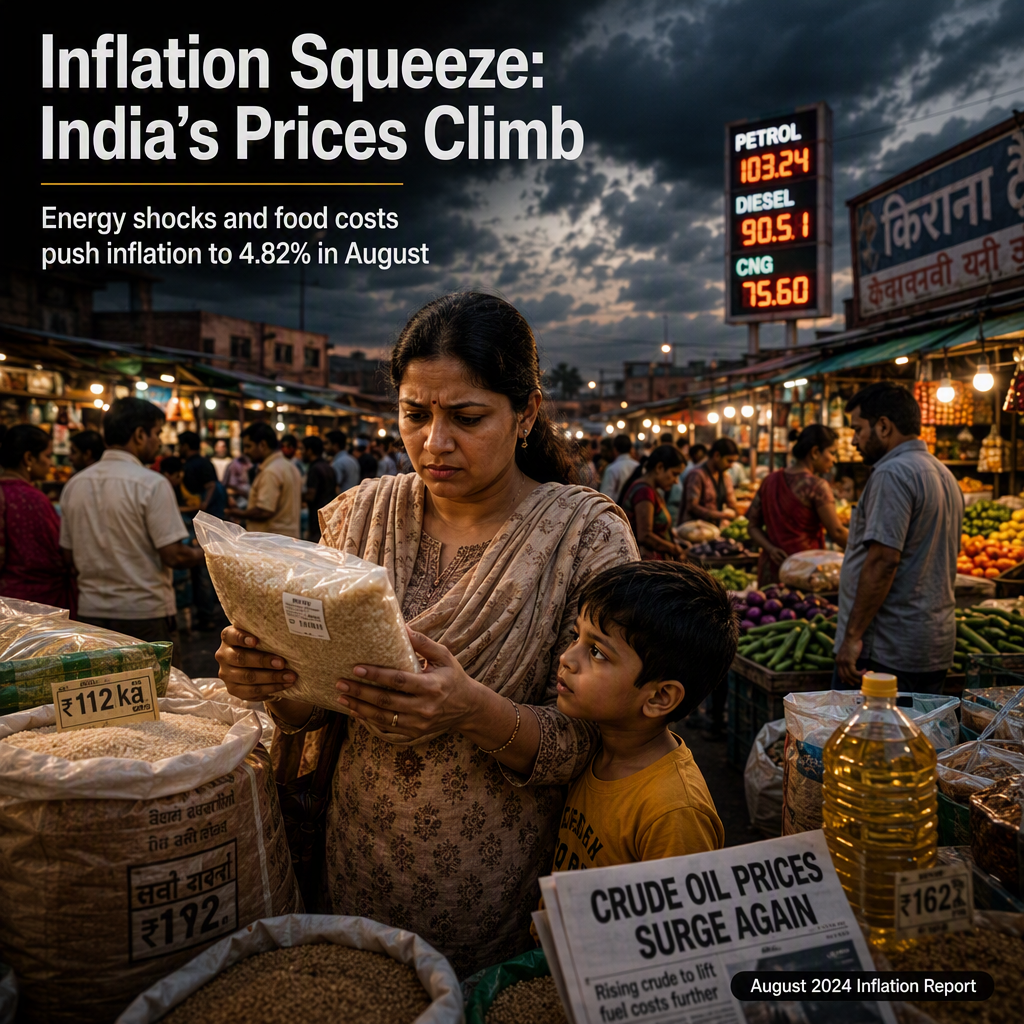 India's Retail Inflation Climbs to 4.82% in August Amid Energy and Food Price Pressures