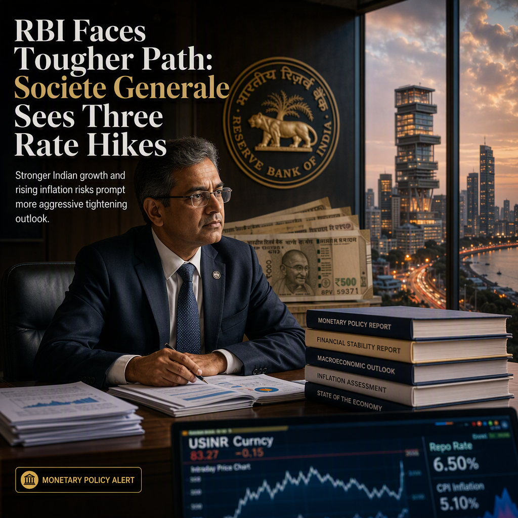 Societe Generale Expects RBI to Deliver Three Rate Hikes Amid Stronger Indian Growth