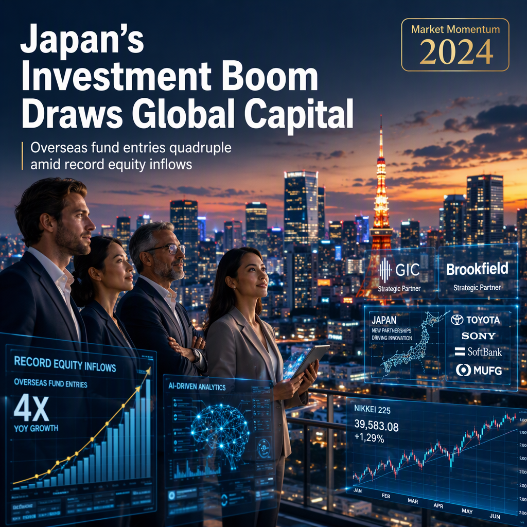Overseas Investment Fund Entries to Japan Quadruple Amid Record Equity Inflows