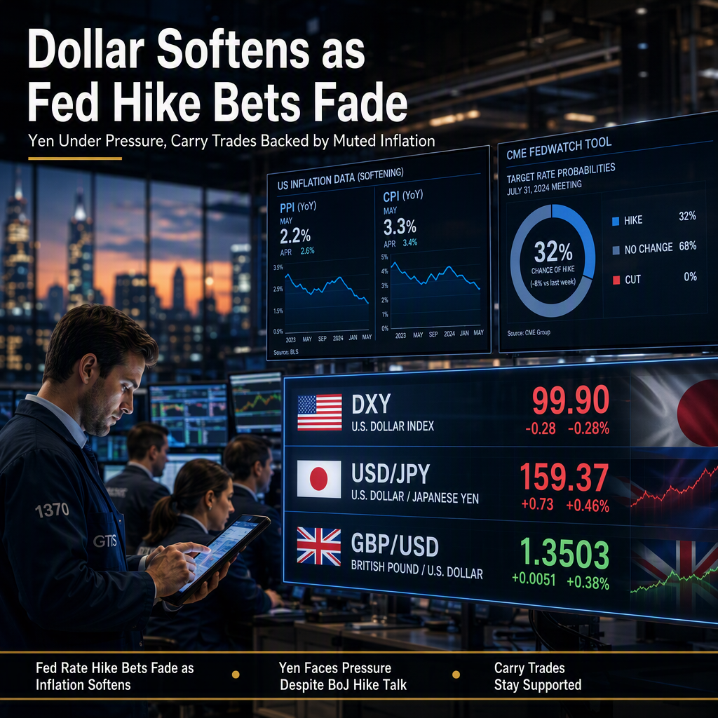US Dollar Holds Range as Soft Inflation Data Dims Fed Hike Bets, Supporting Carry Trades and Pressuring Yen