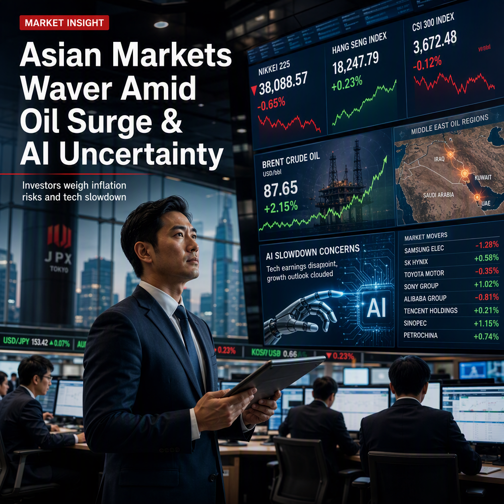 Asian Stocks Trade Mixed Amid Oil Rally and AI Development Slowdown Concerns