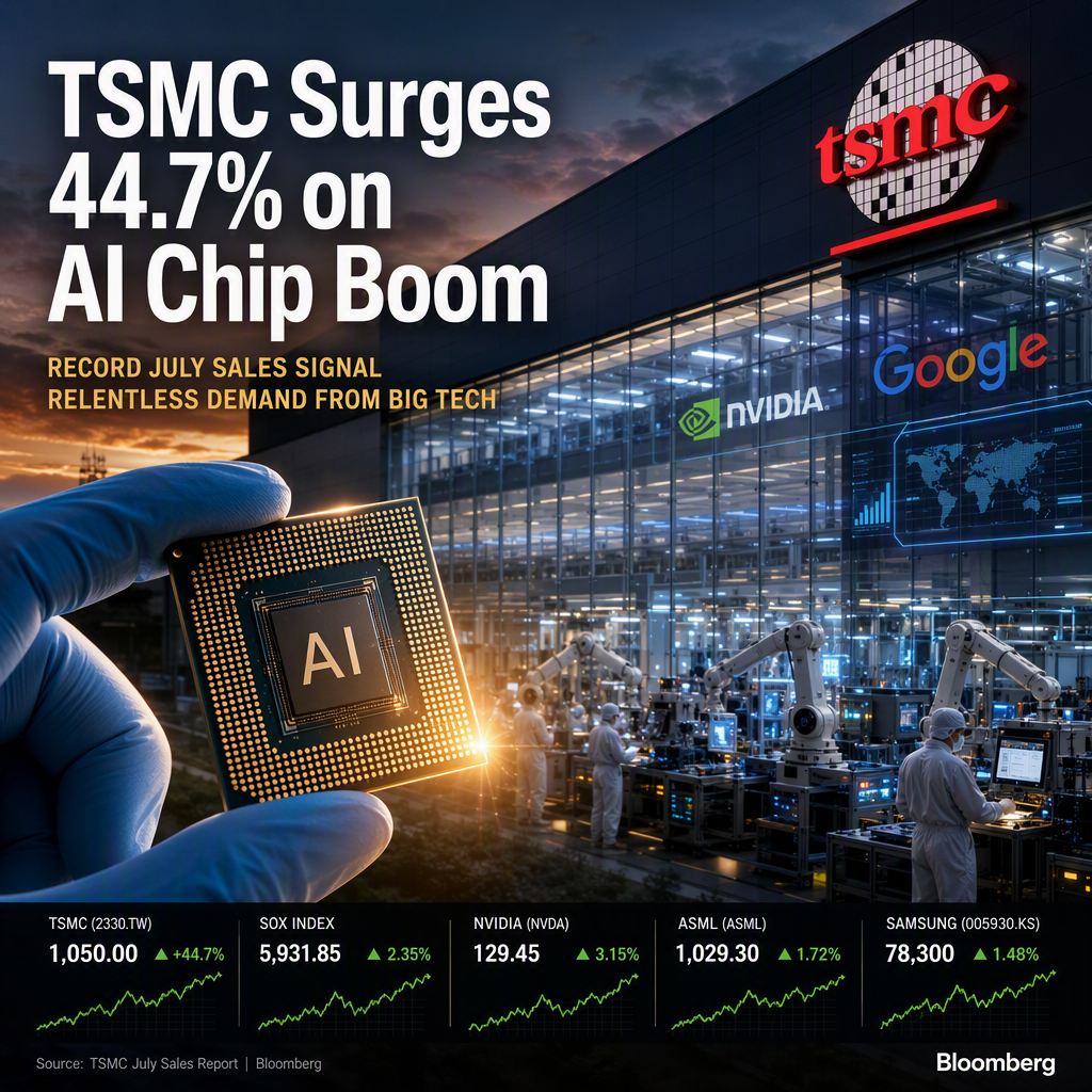 TSMC Reports 44.7% Surge in July Sales on Soaring AI Chip Demand