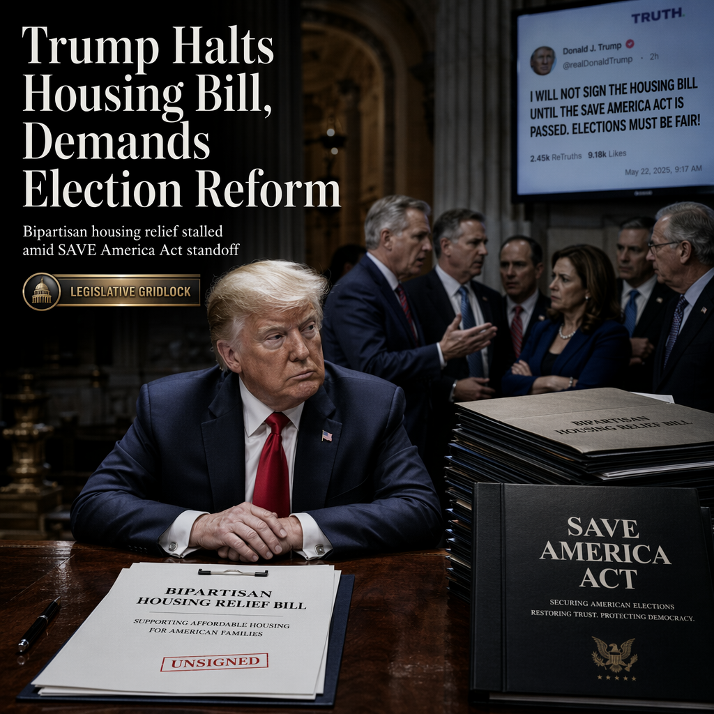 Trump Cancels Bipartisan Housing Bill Signing, Linking Approval to SAVE America Act Passage