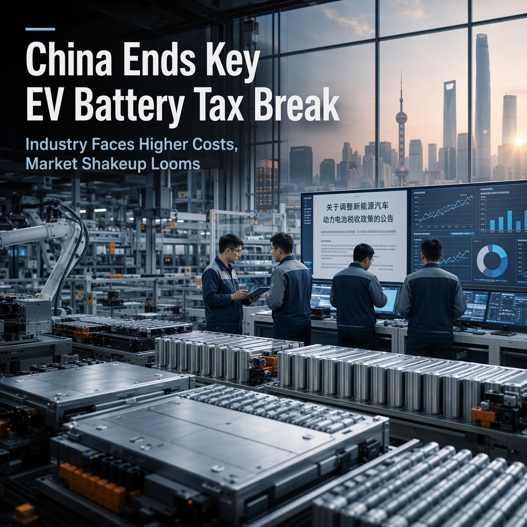 China Ends 11-Year Tax Break on Lithium-Ion EV Batteries, Signaling Industry Shift