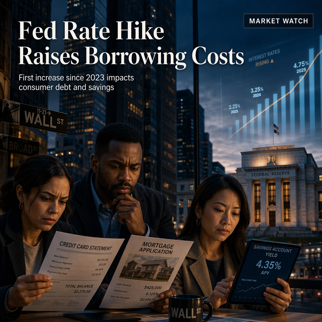 Federal Reserve Implements First Rate Hike Since 2023, Raising Borrowing Costs for Consumers