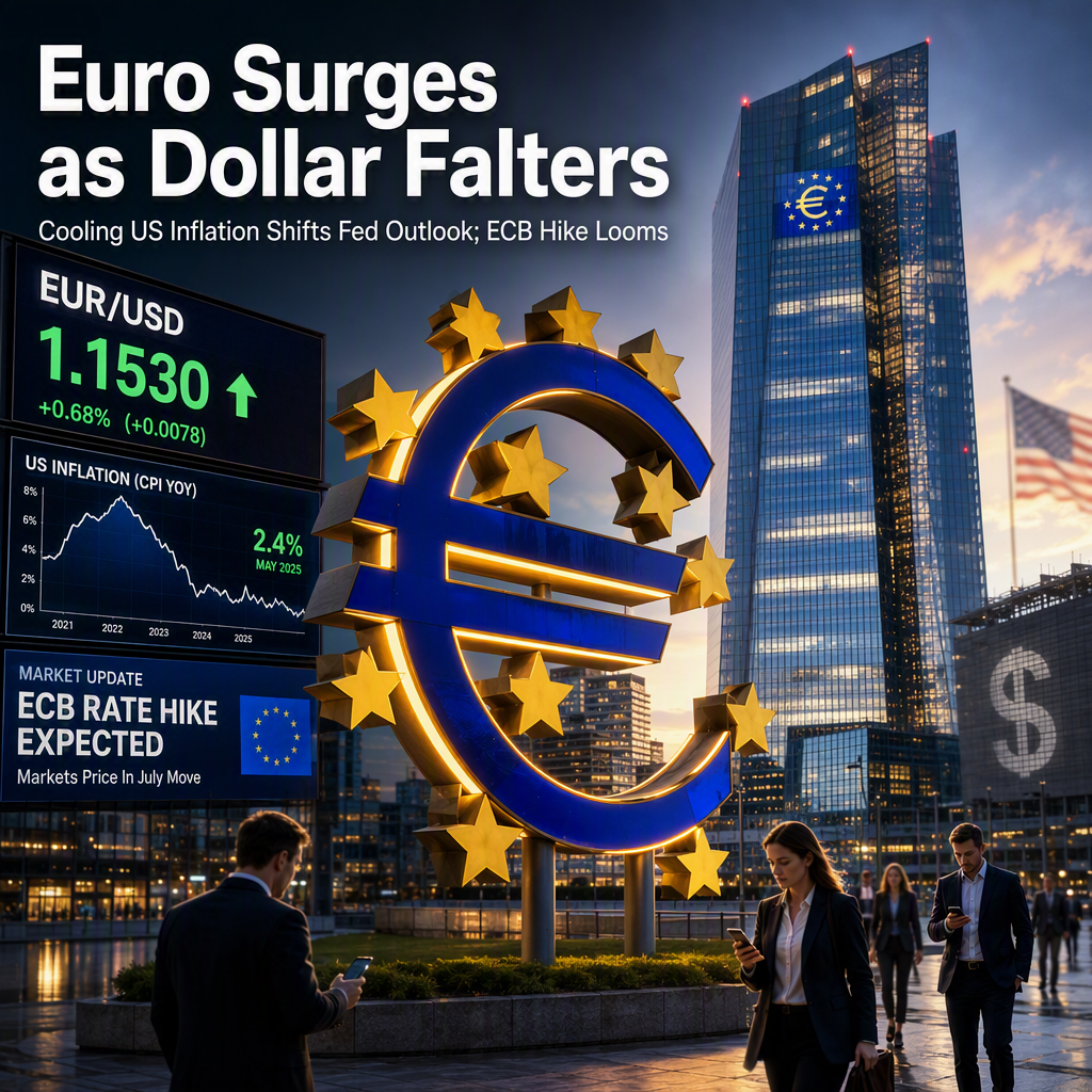 Euro Rises as US Dollar Weakens on Cooling US Inflation; ECB Rate Hike Expected