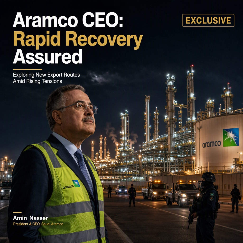 Saudi Aramco CEO Assures Rapid Recovery Amid Iran War Threats, Explores Alternative Export Routes