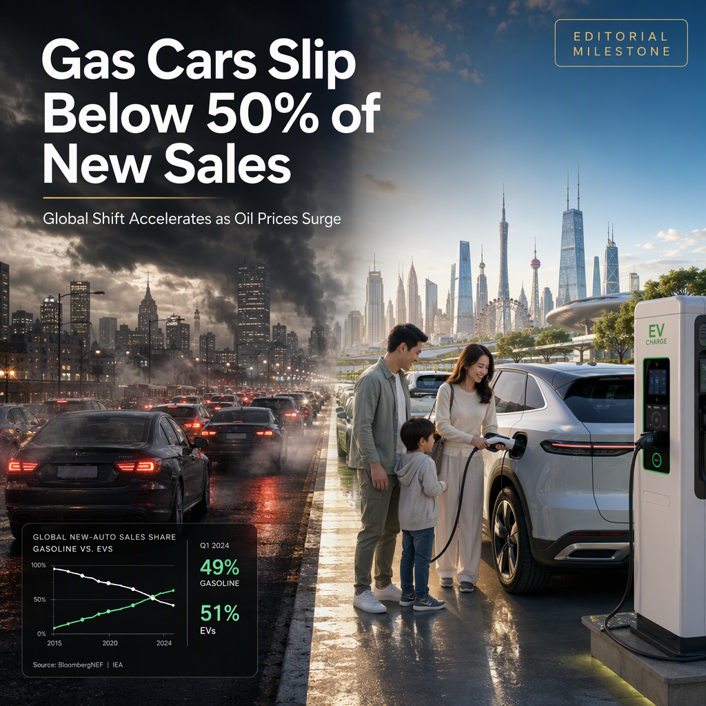 Gasoline Vehicles Drop Below 50% of Global New-Auto Sales Amid Shift to EVs
