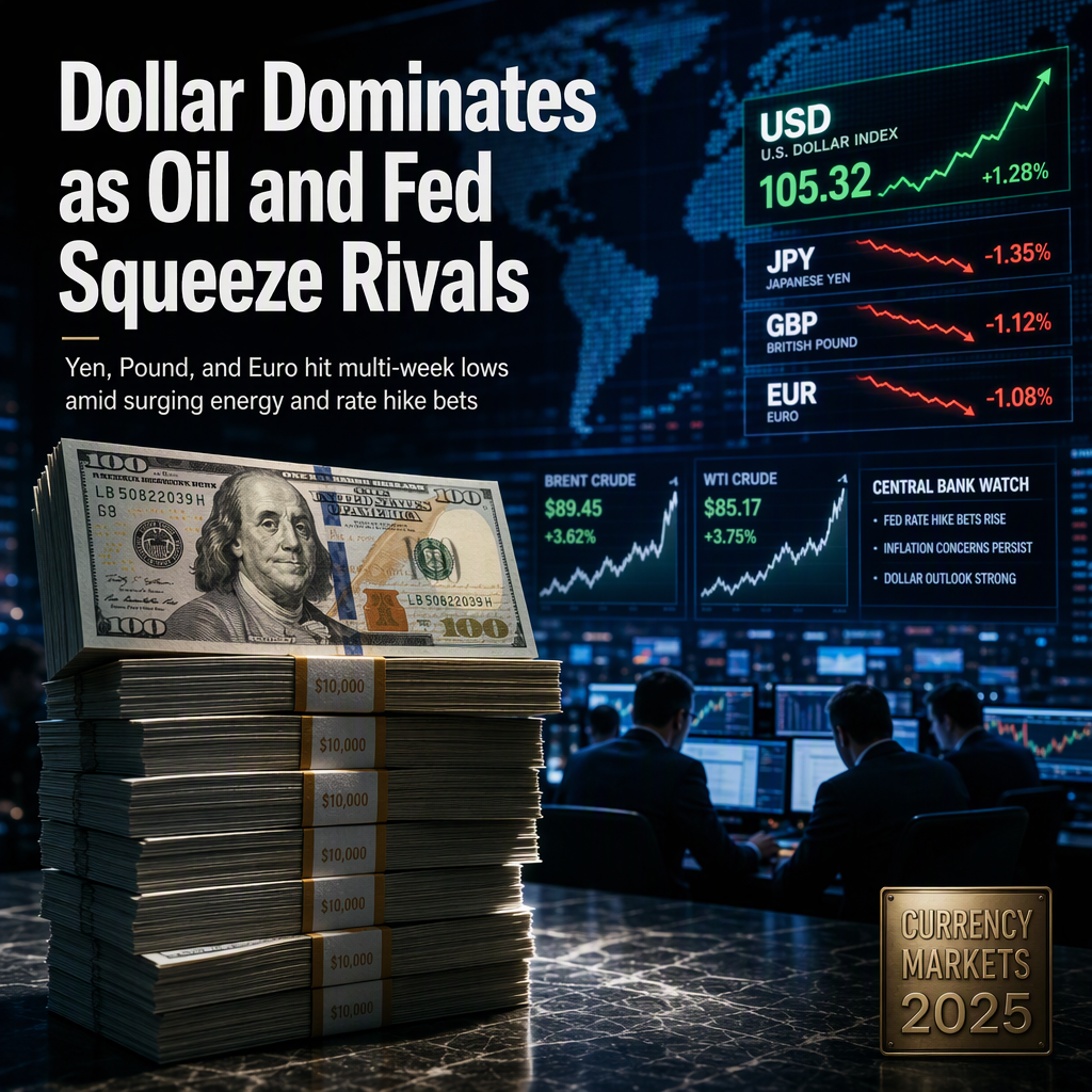 US Dollar Surges as Rising Oil Prices and Fed Hawkishness Pressure Yen, Pound, and Euro