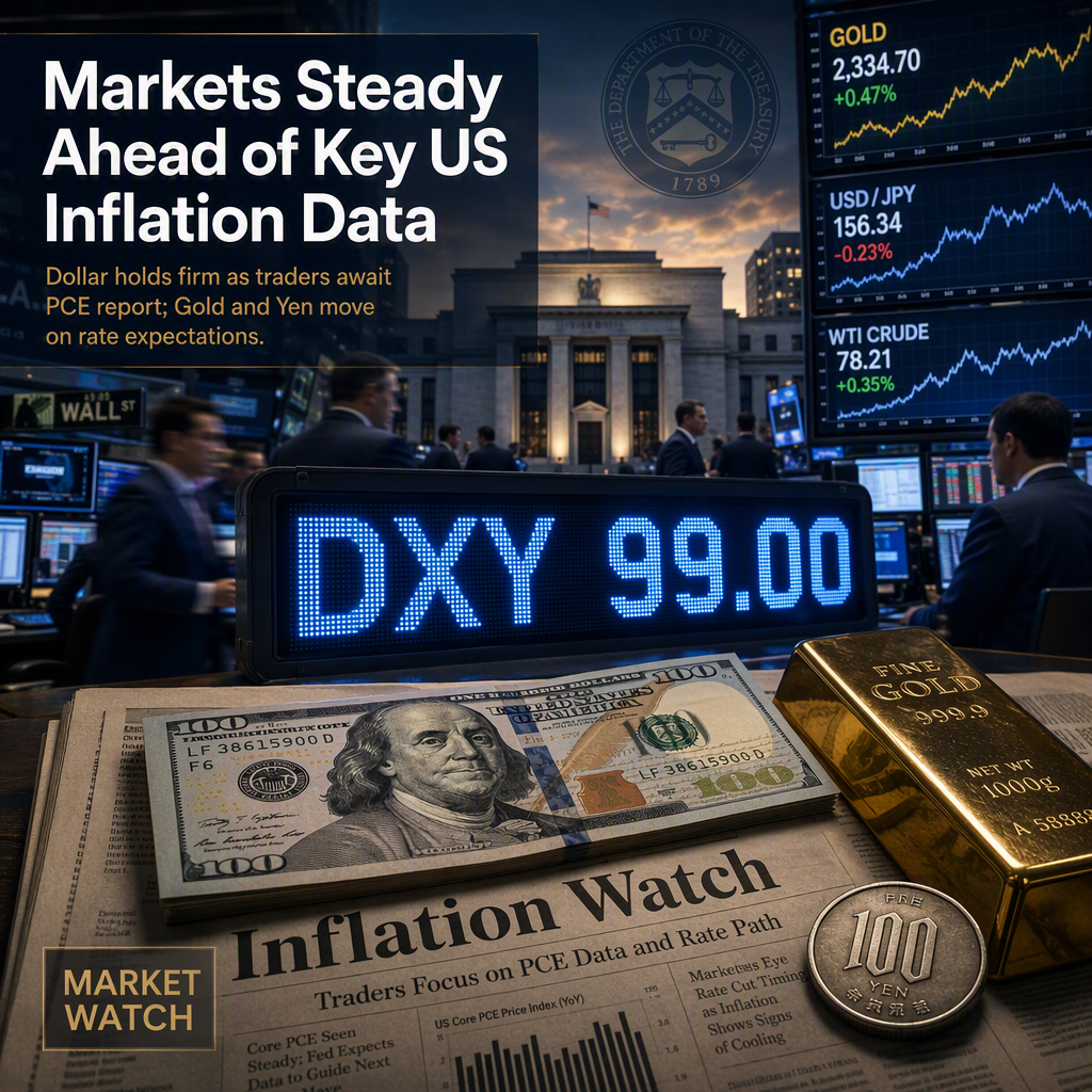US Dollar Holds Steady as Markets Await Key PCE Inflation Data; Gold and Yen React to Shifting Rate Expectations