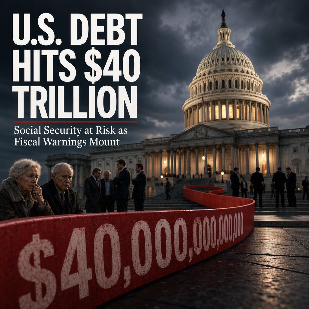 U.S. National Debt Surpasses $40 Trillion, Raising Alarms Over Social Security and Fiscal Sustainability