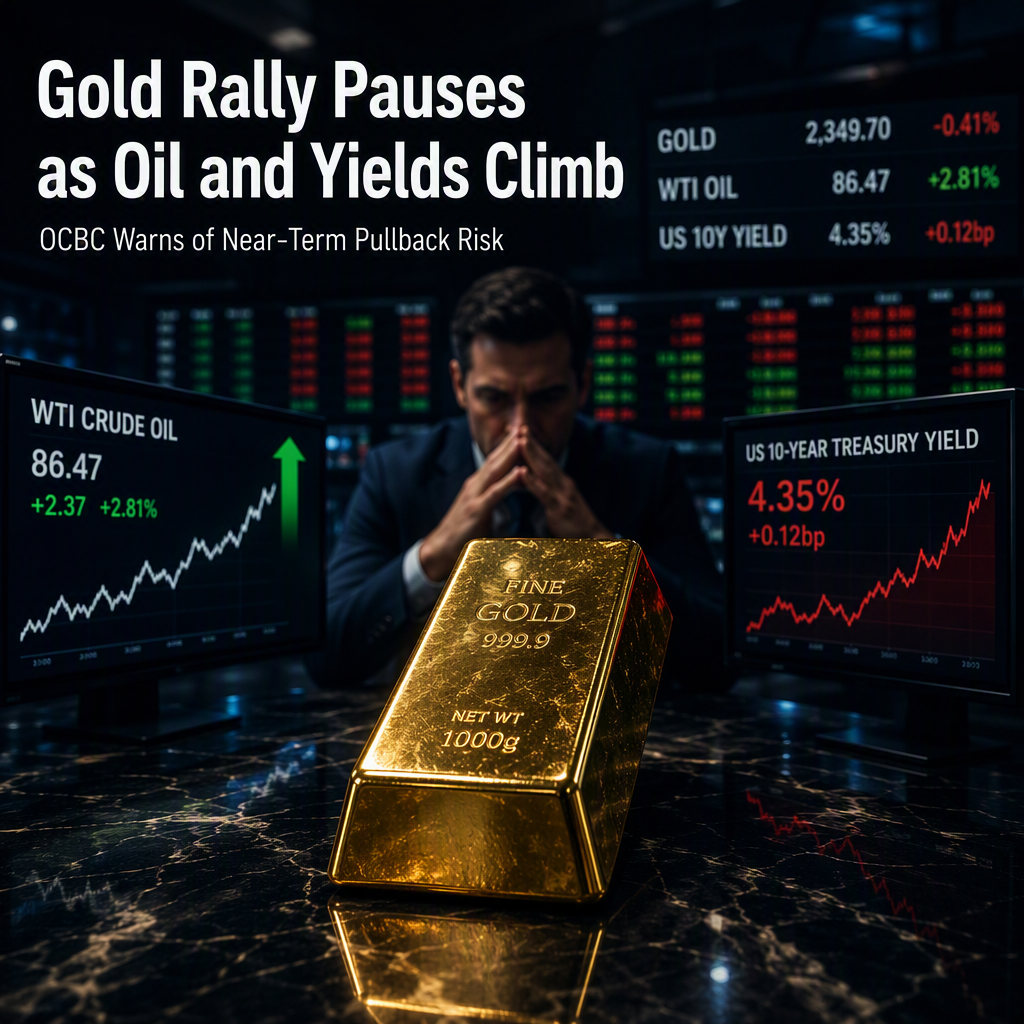 Gold Rally Stalls Amid Rising Oil Prices and Higher US Yields, OCBC Warns of Pullback Risk