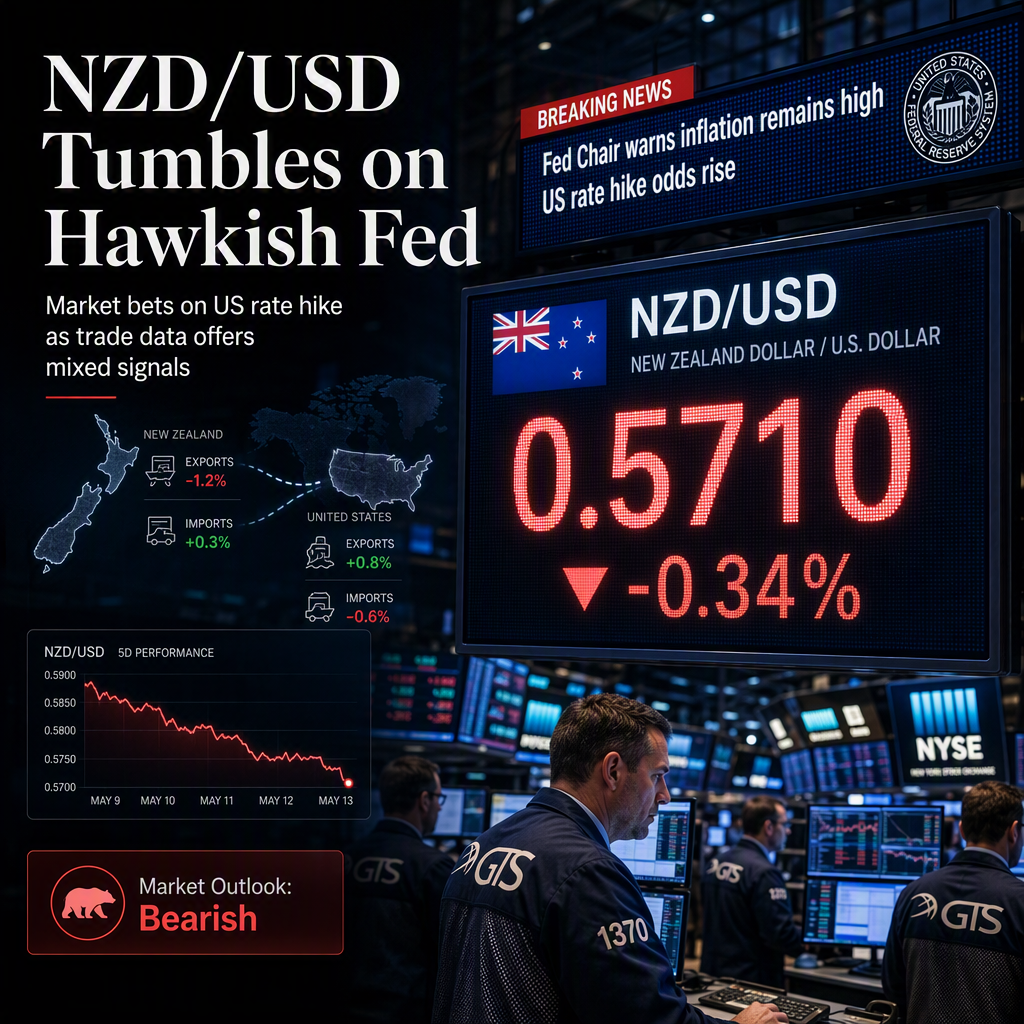 NZD/USD Slides as Hawkish Fed Comments Boost US Dollar; Trade Data Offers Mixed Signals