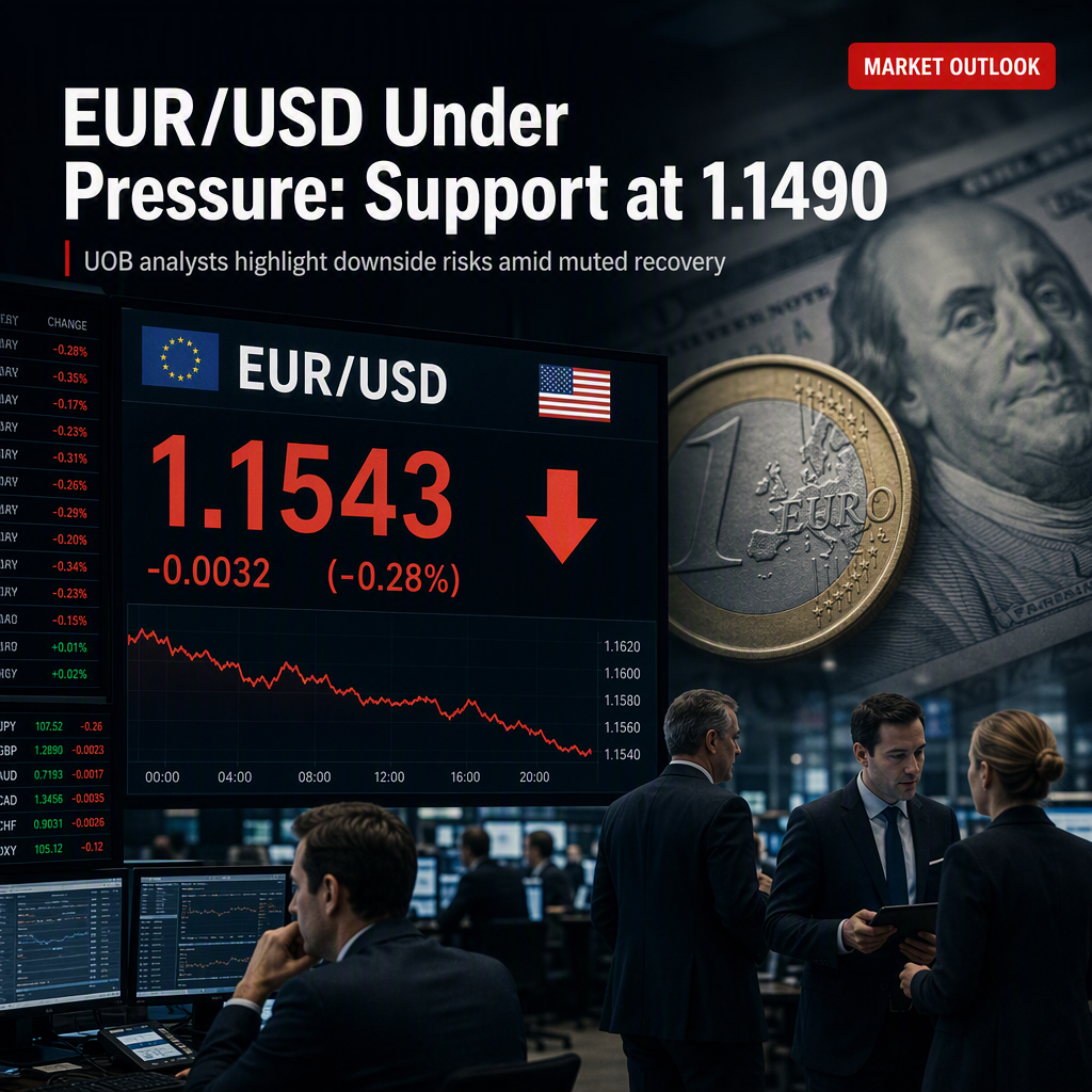EUR/USD Faces Sustained Downside Pressure with Support at 1.1490, Says UOB
