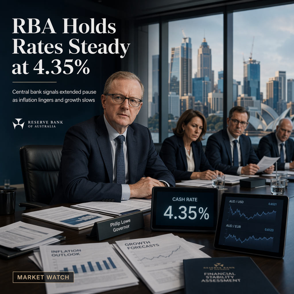 RBA Holds Rates at 4.35%, Signals Extended Pause Amid Slowing Growth and High Inflation