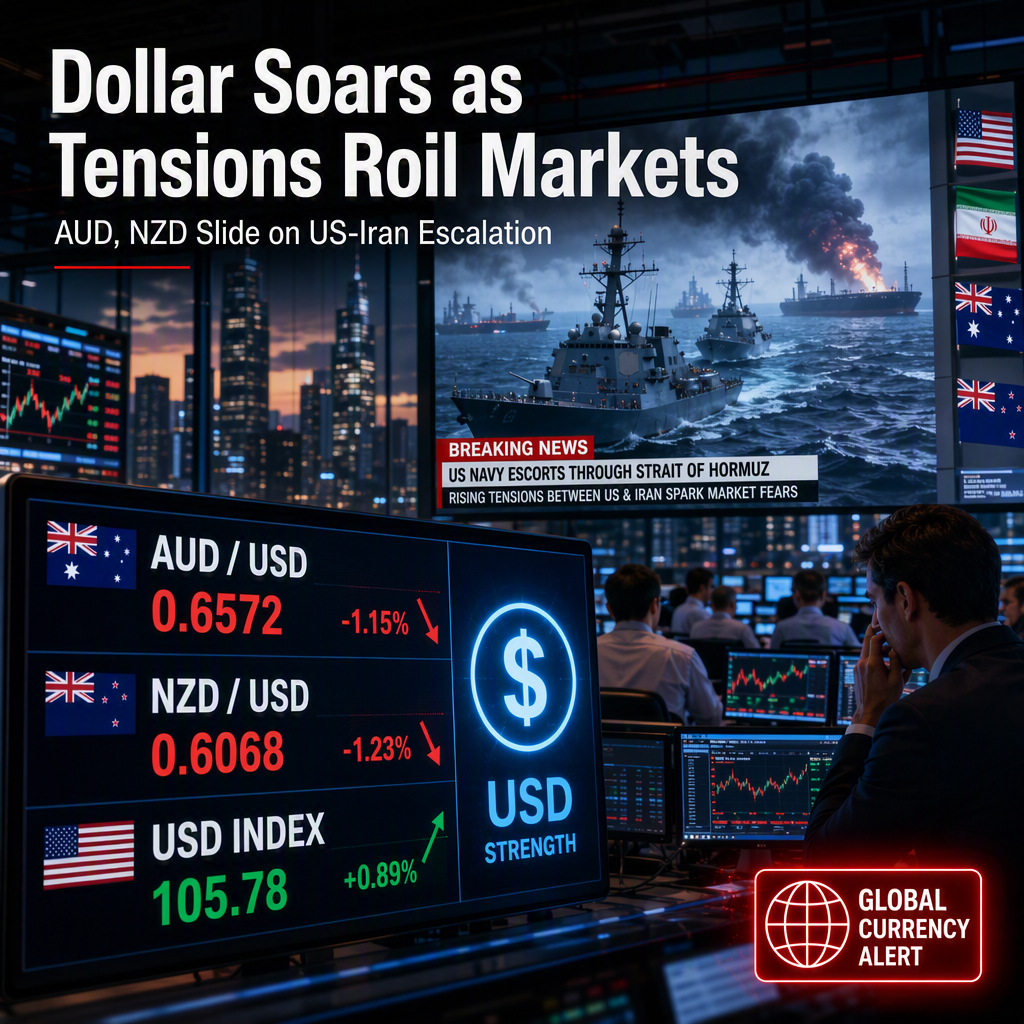 US-Iran Tensions Pressure Australian and New Zealand Dollars as Safe-Haven Demand Lifts US Dollar