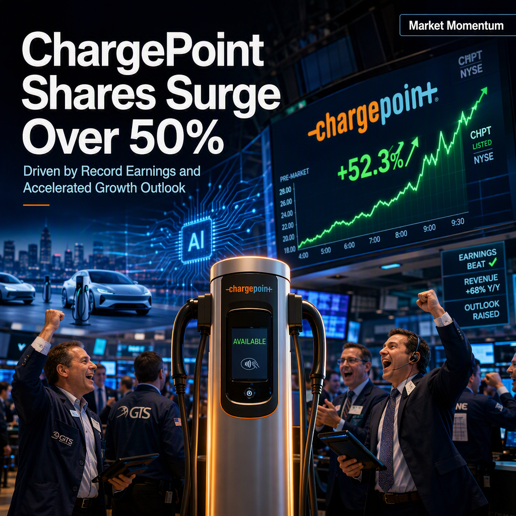 ChargePoint Shares Soar Over 50% After Beating Earnings and Guiding for Accelerated Growth