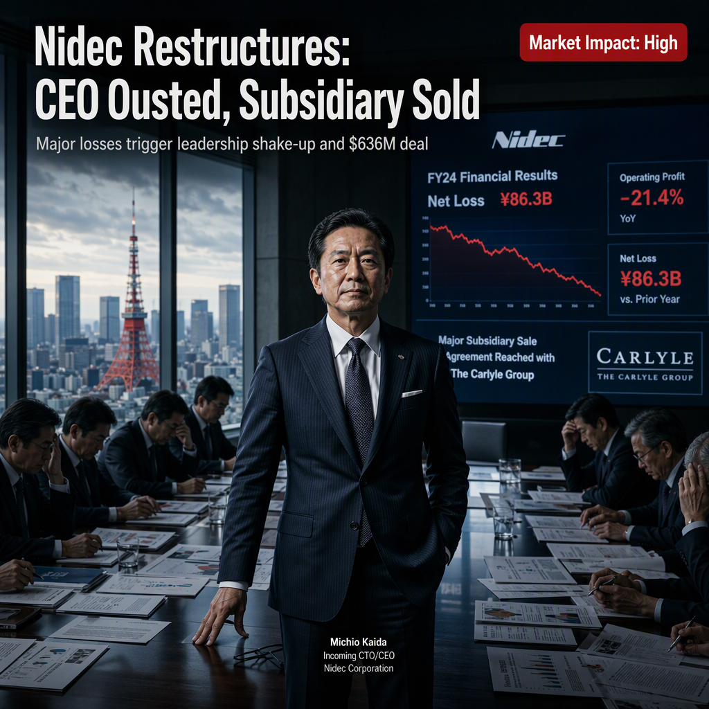Nidec Sells Major Subsidiary and Replaces CEO Amid Massive Losses and Restructuring