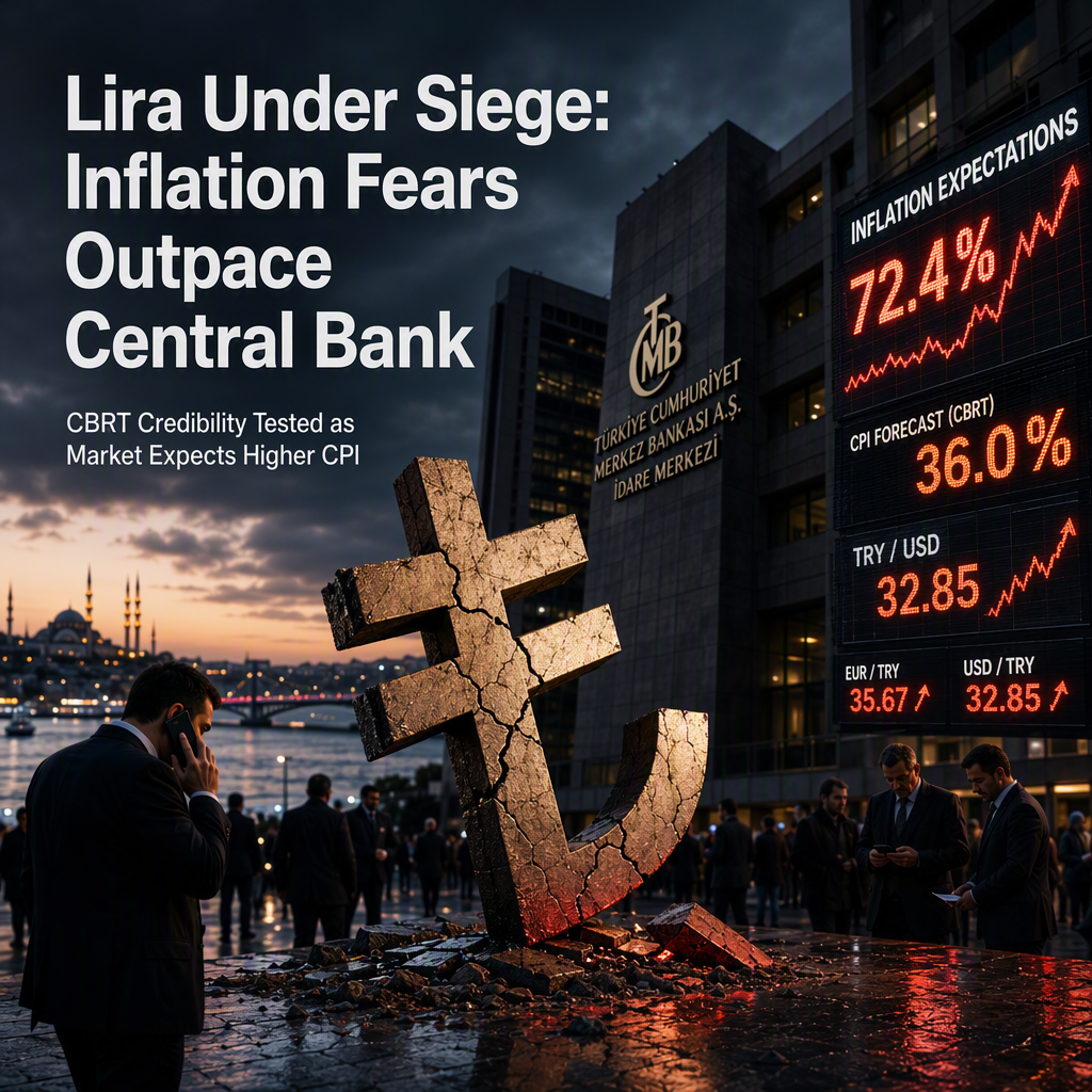 Turkish Lira Under Pressure as Inflation Expectations Surpass CBRT Forecasts