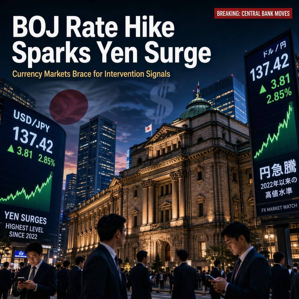 Bank of Japan Raises Rates to 1.25%, Yen Surges Amid Signals of Possible Intervention