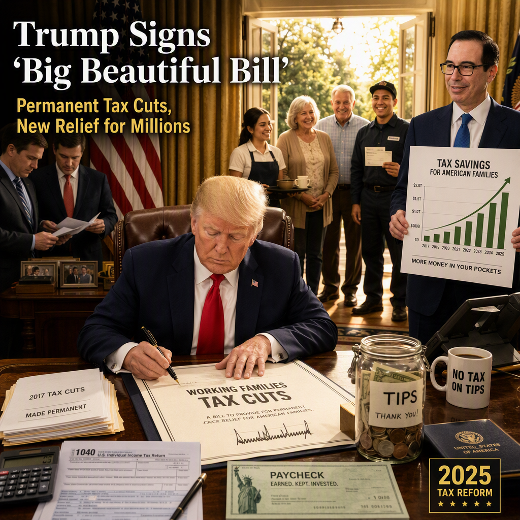 Trump's 'Big Beautiful Bill' Makes 2017 Tax Cuts Permanent, Delivers New Breaks to Millions Ahead of Midterms
