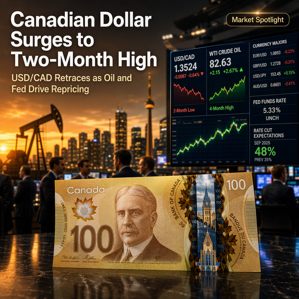 Canadian Dollar Hits Two-Month High as USD/CAD Retraces on Stronger Oil and Fed Repricing