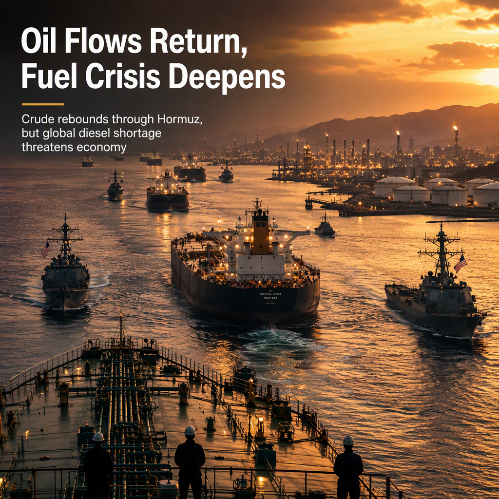 Crude Oil Shipments Through Strait of Hormuz Rebound to Prewar Levels, But Global Fuel Crisis Deepens
