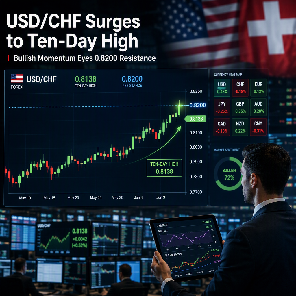 USD/CHF Hits Ten-Day Highs Amid Bullish Momentum, Eyes 0.8200 Resistance