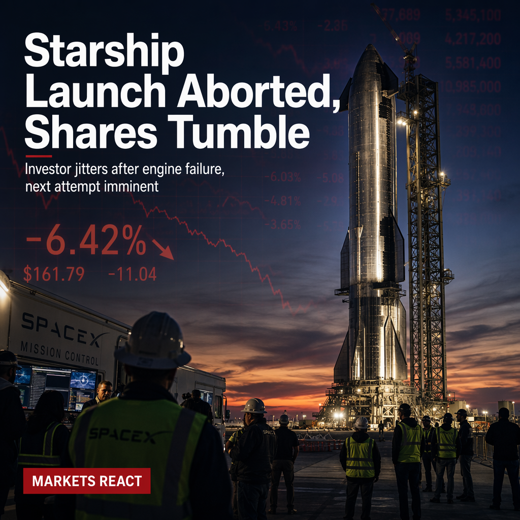 SpaceX Shares Slide After Starship Test Flight Aborted Due to Engine Failure