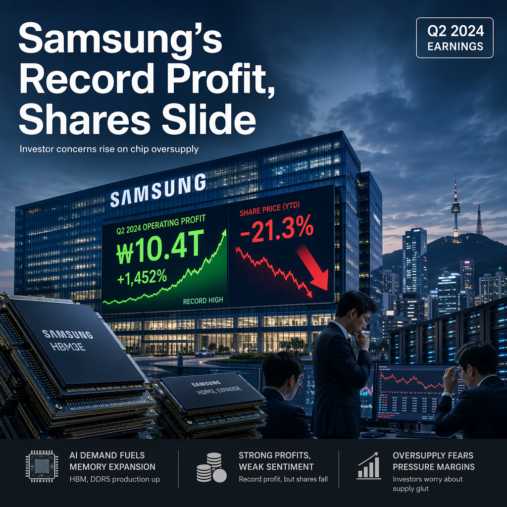 Samsung's Q2 Profit Surges 19-Fold, But Shares Drop 8% on Oversupply Concerns