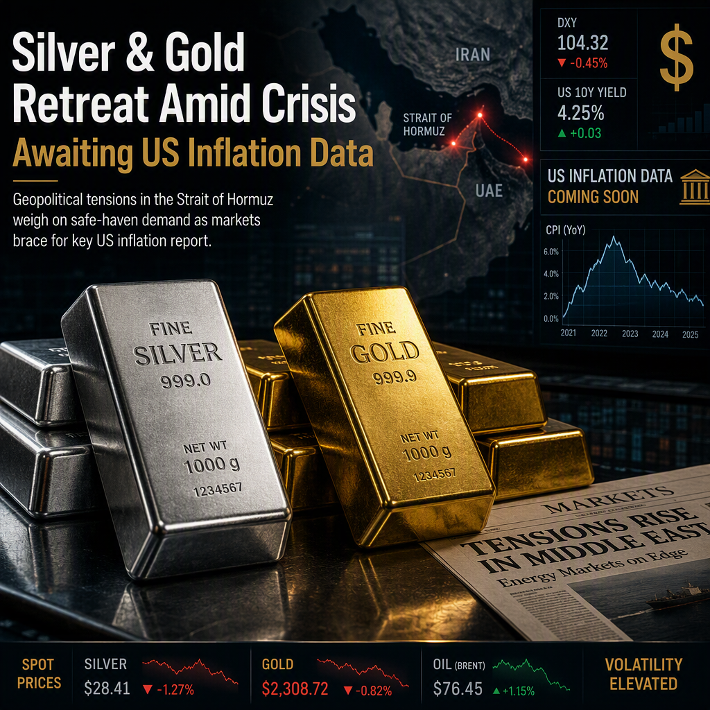 Silver and Gold Prices Retreat Amid Strait of Hormuz Tensions and Awaited US Inflation Data
