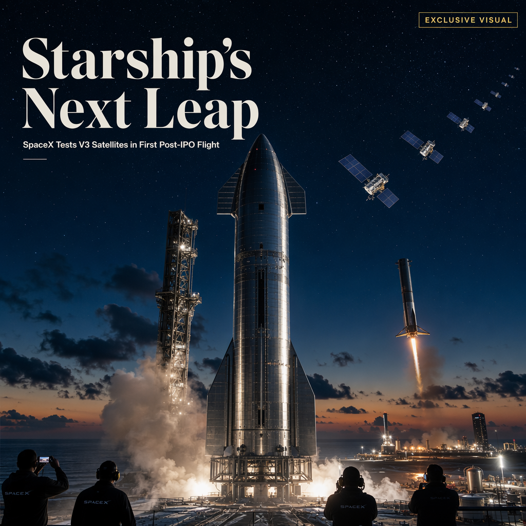 SpaceX Launches Starship in First Test Flight Since IPO, Deploys New Starlink V3 Satellites