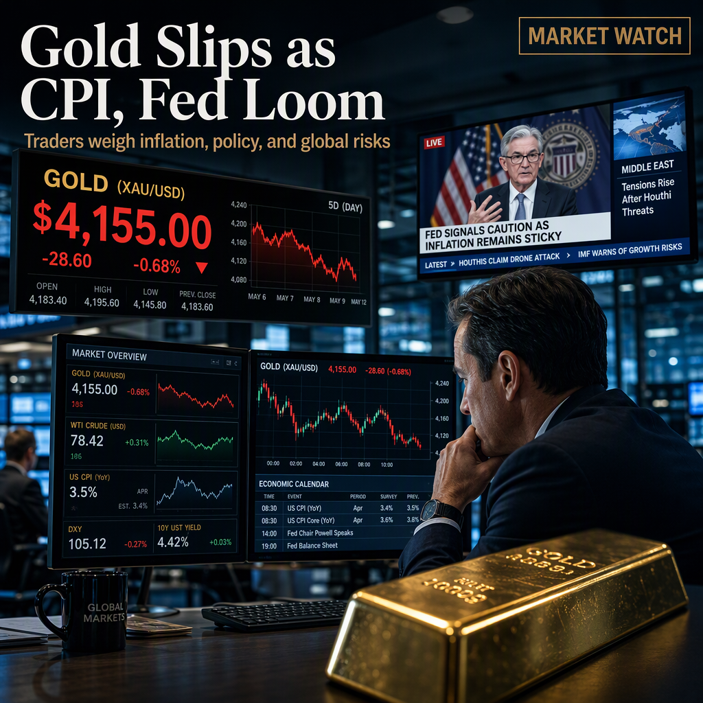 Gold Slips Toward $4,150 as Traders Eye US CPI and Fed Policy Signals