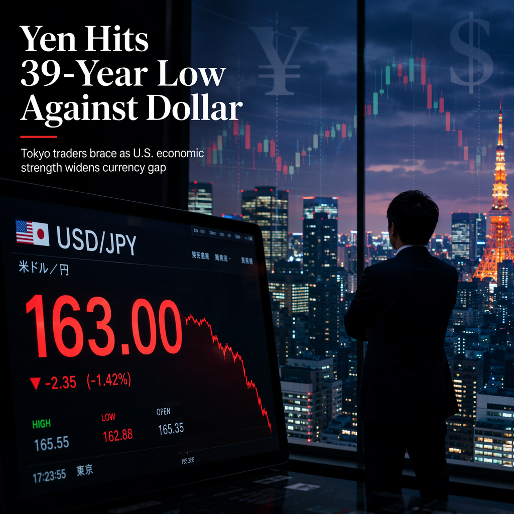 Japanese Yen Falls to 39-Year Low Against U.S. Dollar Amid Strong U.S. Economic Data