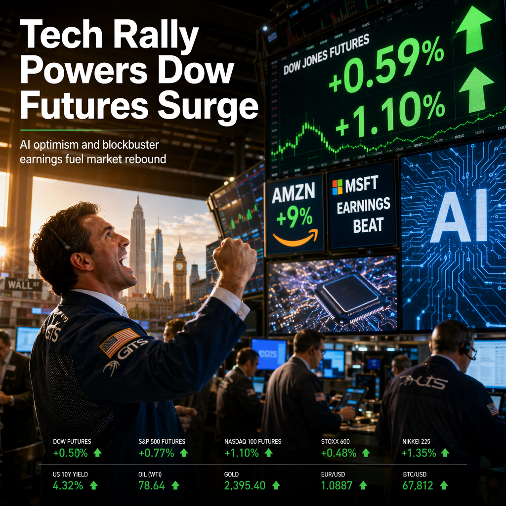 Dow Jones Futures Surge as Tech Rally and AI Optimism Drive Market Rebound
