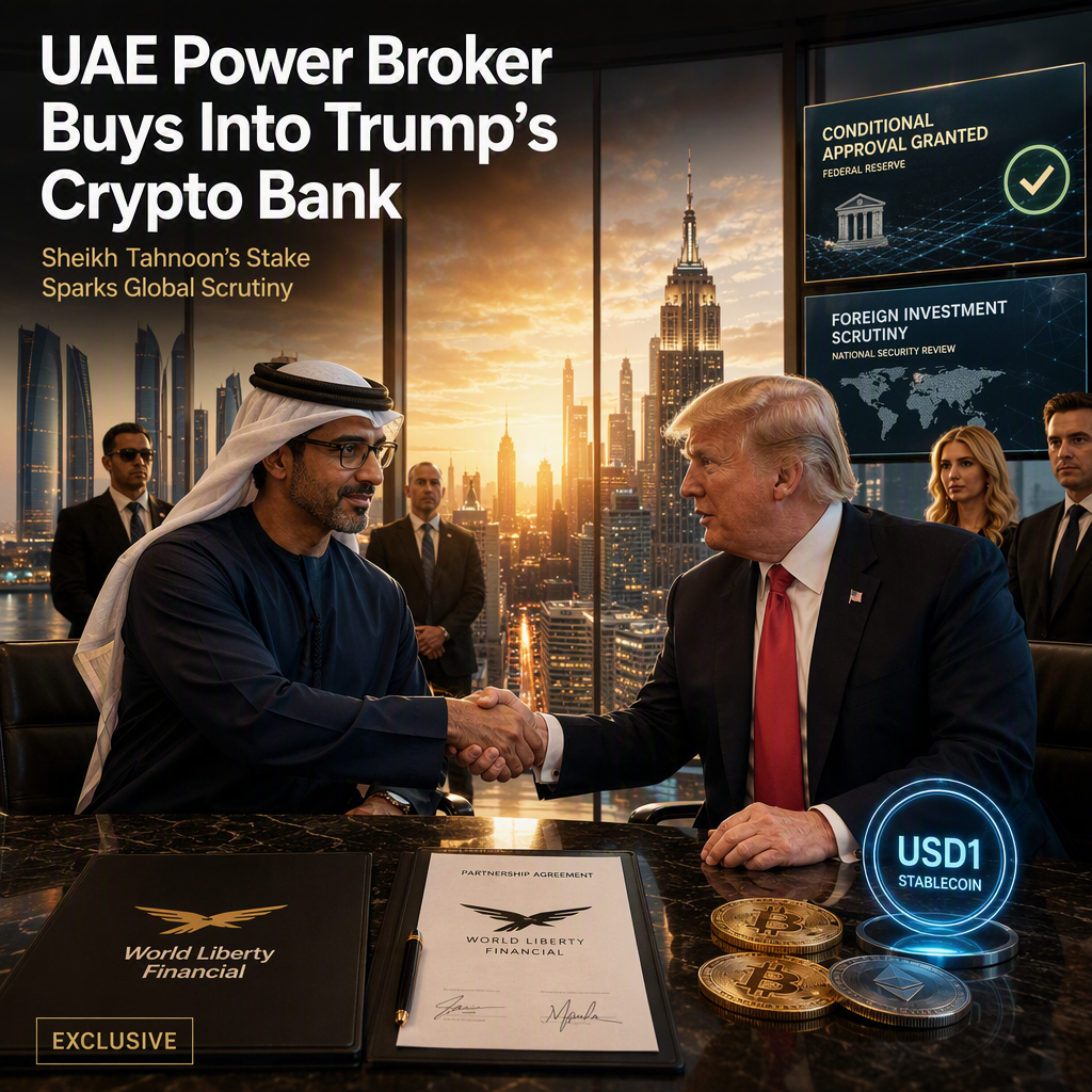 UAE's Sheikh Tahnoon Secures 49% Stake in Trump Family's Planned Crypto Bank