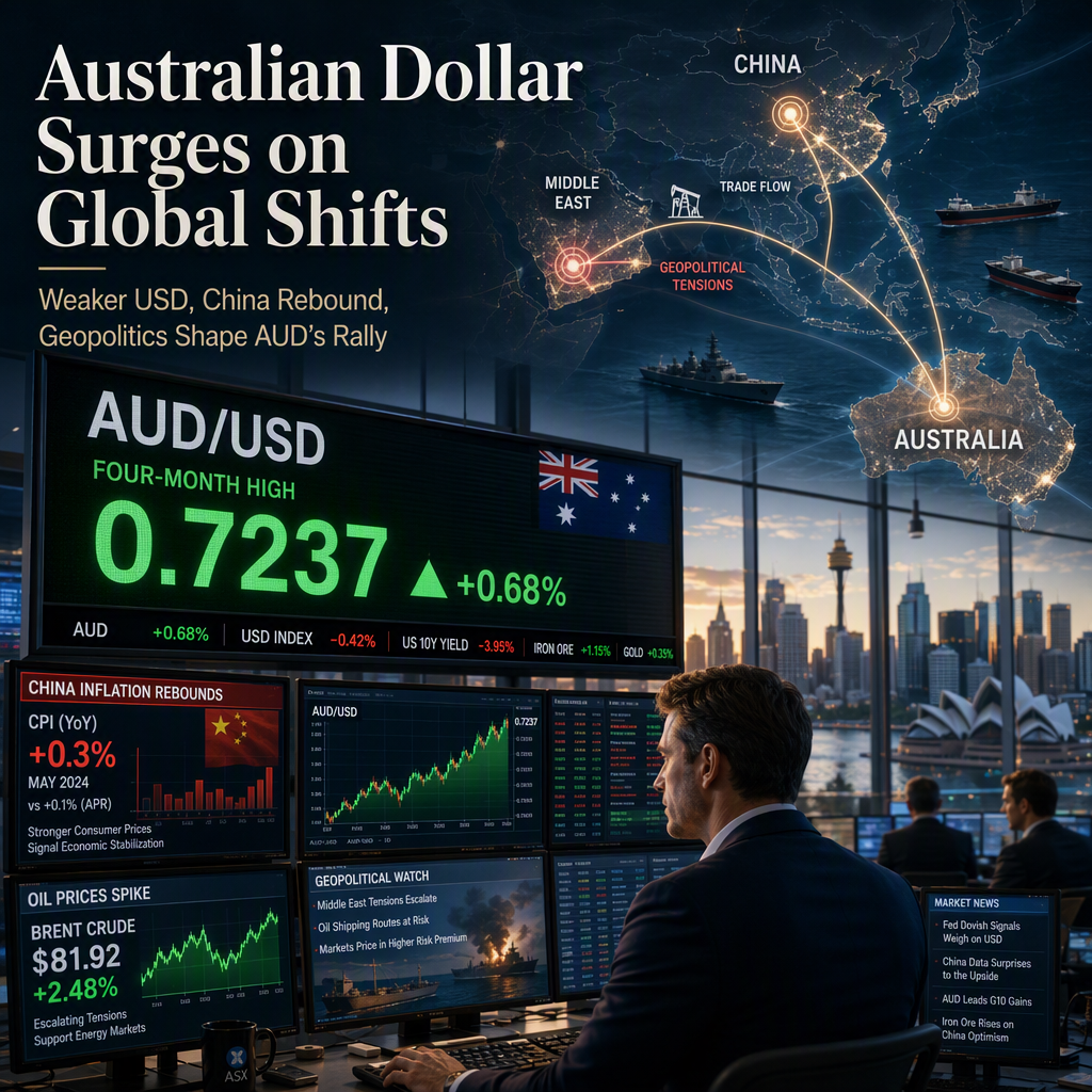 Australian Dollar Hits Four-Month Highs on USD Weakness and Strong Chinese Inflation Amid Geopolitical Tensions