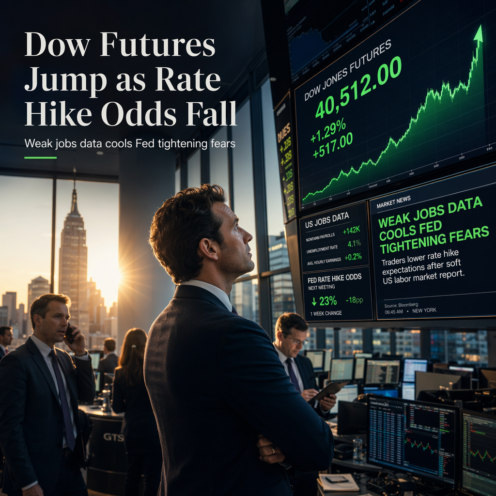 Dow Jones Futures Rise as Weak US Jobs Data Lowers Fed Rate Hike Odds