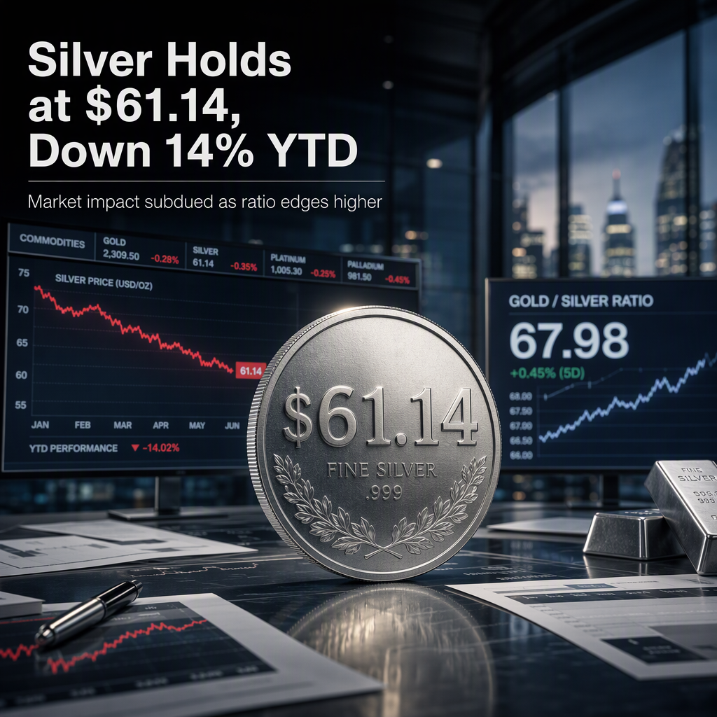 Silver Prices Hold Steady at $61.14 per Ounce, Down Nearly 14% Year-to-Date