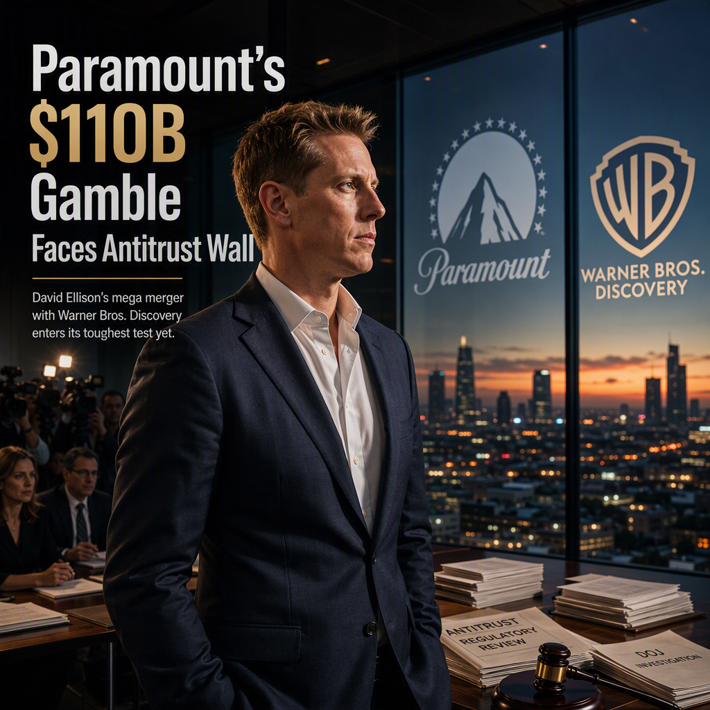 Paramount CEO David Ellison Faces Major Antitrust Hurdle in $110 Billion Warner Bros. Discovery Acquisition