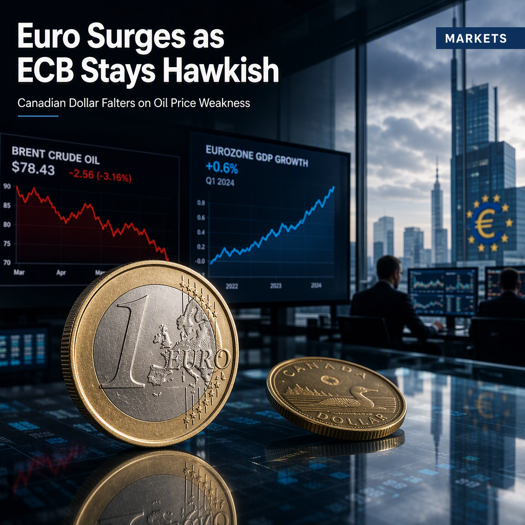 Euro Gains Against Canadian Dollar as ECB Maintains Hawkish Stance and Oil Prices Weaken