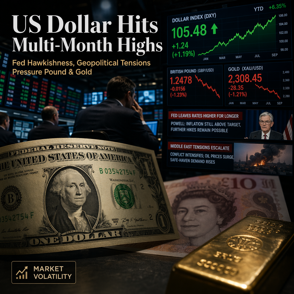 US Dollar Surges to Multi-Month Highs Amid Fed Hawkishness and Geopolitical Uncertainty, Pressuring Pound and Gold