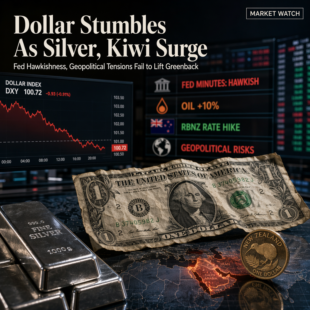 US Dollar Weakens Despite Hawkish Fed and Geopolitical Tensions; Silver and Kiwi Surge
