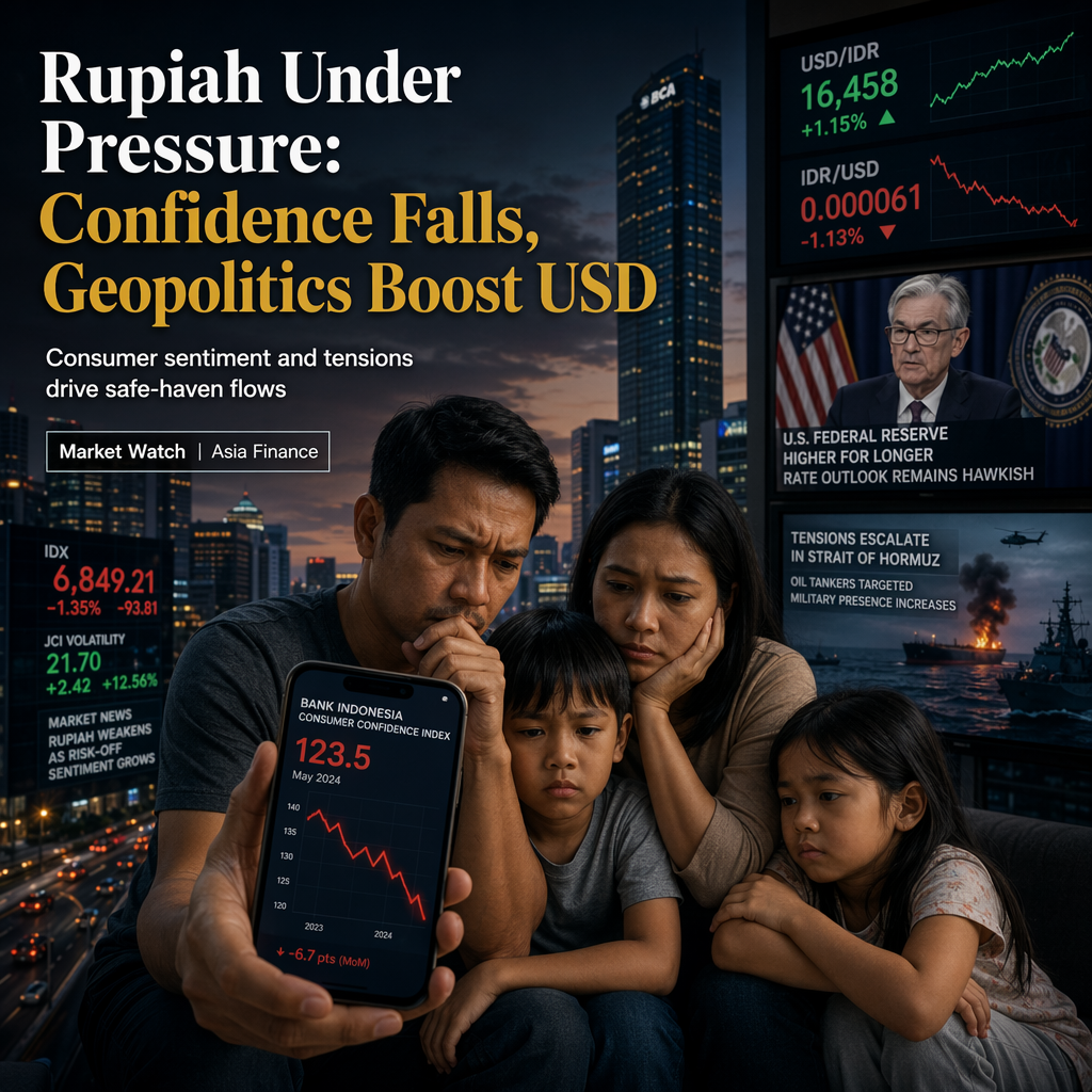 Indonesian Rupiah Weakens as Consumer Confidence Falls and Geopolitical Tensions Boost USD